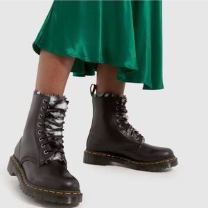 Dr. Martens Black Fur-Lined Ankle Boots